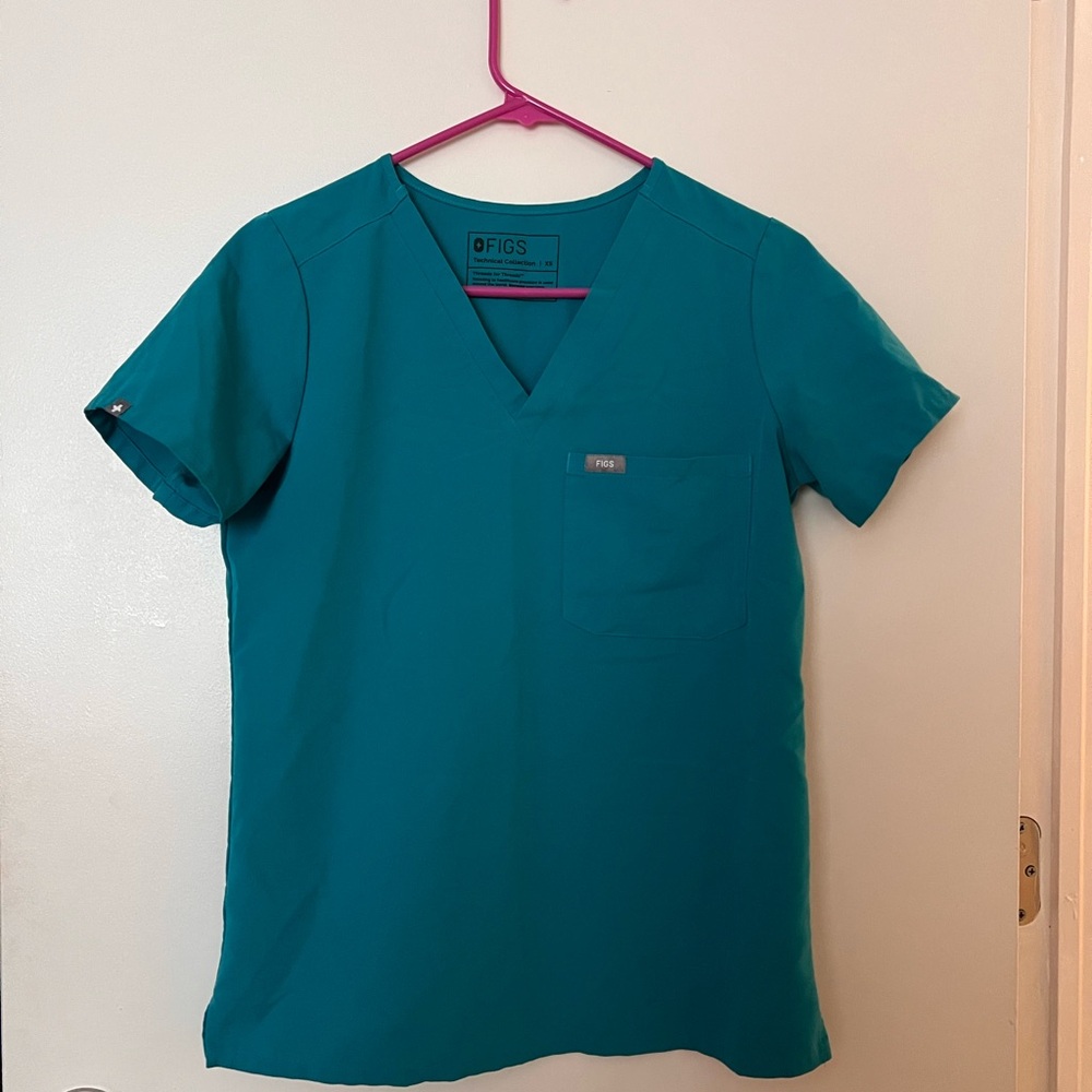 Figs Ocean Blue V-Neck Scrub Top